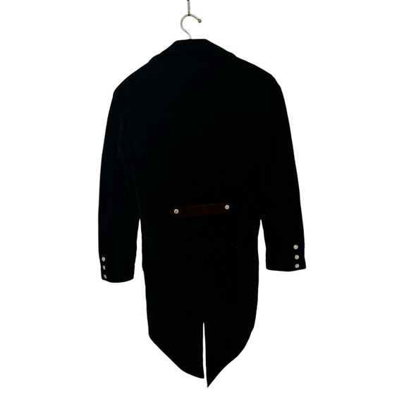 Klassich Black & Red Velvet TailCoat Jacket Steampunk Gothic Costume L - Picture 3 of 3